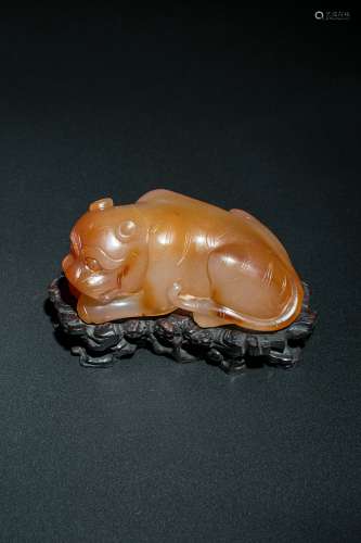 Qing Dynasty Agate Tiger - Shaped Paperweight , China