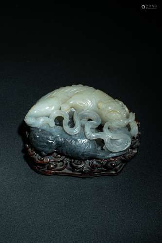 Qing Dynasty Hetian Jade Blue And White Paperweight, China