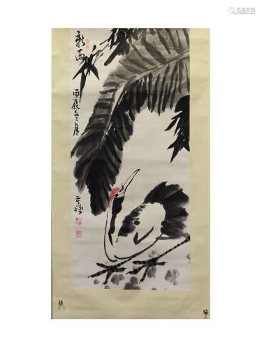 Ink Painting Of Flower And Brid - Li Kuchan , China