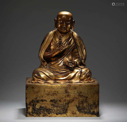 Qing Dynasty - Statue of a Gilt Bronze Master