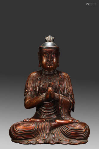 Ming Dynasty - Wood-Padding Metal Spraying Buddha Statue