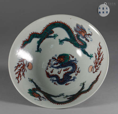 Qing Dynasty - Doucai Dragon-patterned Bowl