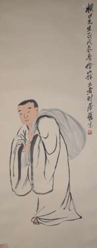 Qi Baishi - A Monk - Japanese Frame -  Paper Hanging Scroll