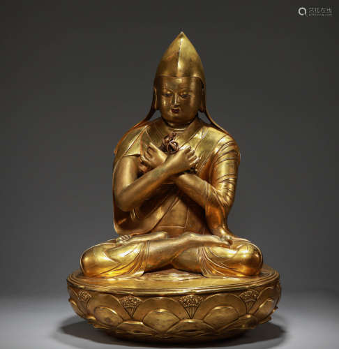 Qing Dynasty - Gilt Bronze Tsongkhapa