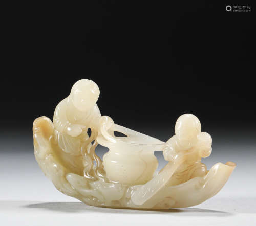 Qing Dynasty - Hetian Jade Figure Decoration