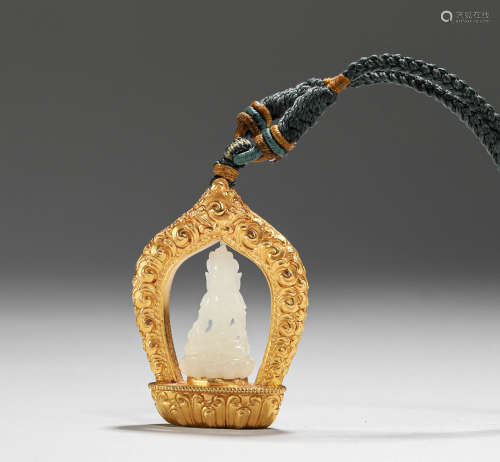 Qing Dynasty - Hetian Jade Pure Gold Buddha