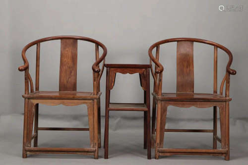 Ming Dynasty - A Set of Huanghuali Armchairs