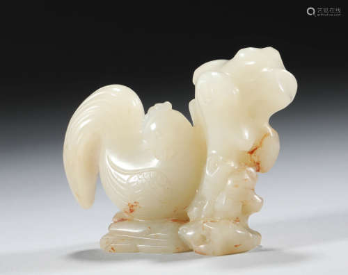 Qing Dynasty - Hetian Jade Rooster Decoration