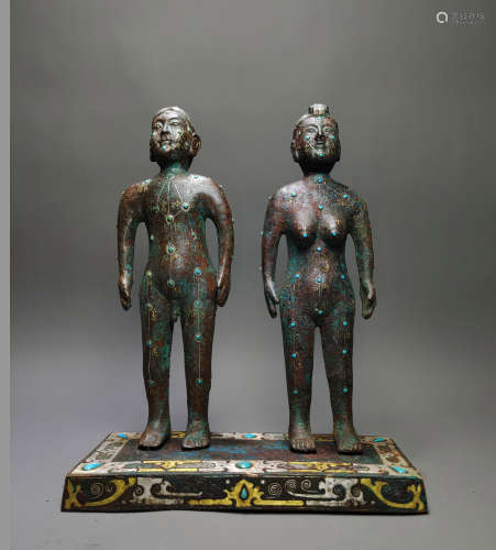 Warring States - Two Gold and Silver Acupuncture Models