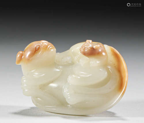 Qing Dynasty - Hetian Jade Son and Moher Beasts