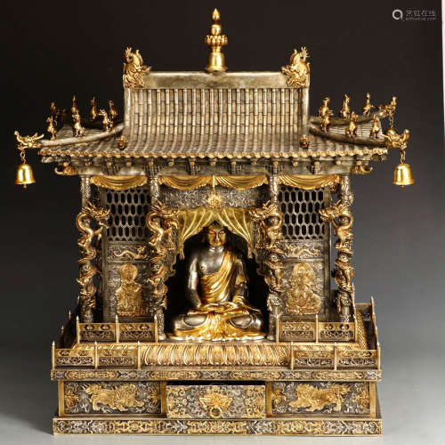 Qing Dynasty - Gilt Bronze Buddha Shrine of Sakyamuni