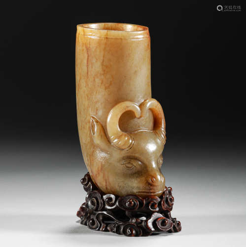 Qing Dynasty - Hetian Jade Ox Horn Cup