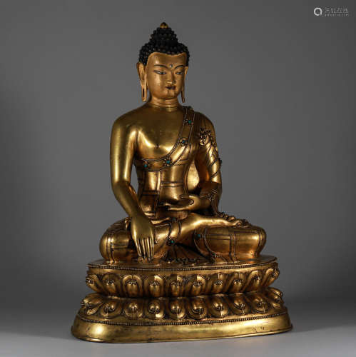 Ming Dynasty - A Gilt Bronze Buddha Statue