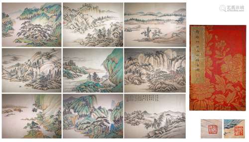 Qing Dynasty - Xie Zhiliu - Landscape - Calligraphy Book