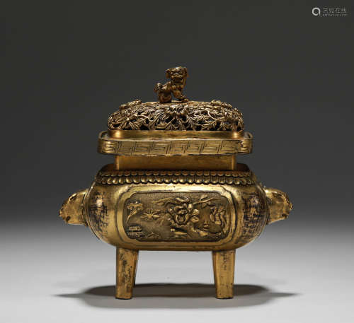 Qing Dynasty - Gilt Bronze Incense Burner