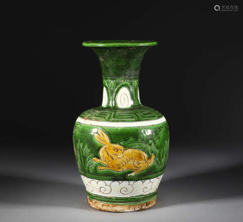 Song Dynasty - Cizhou Kiln Three-Color Bottle