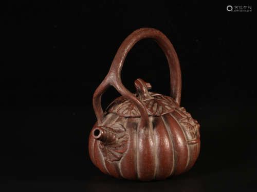 Qing Dynasty - Melon-Shaped Purple Clay Teapot
