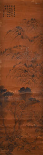 Chinese Landscape Painting, Paper  Scroll Shen Zhou Mark