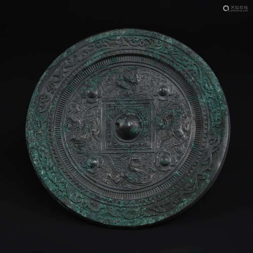 Bronze Mythical Figure Mirror