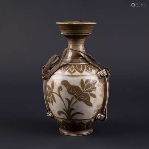 Brown Enamelled Flower Vase