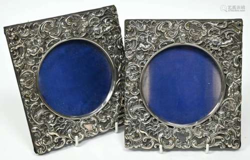 Pair of Edwardian silver-faced photograph frames