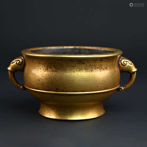 Gilt Bronze Elephant Eared Censer