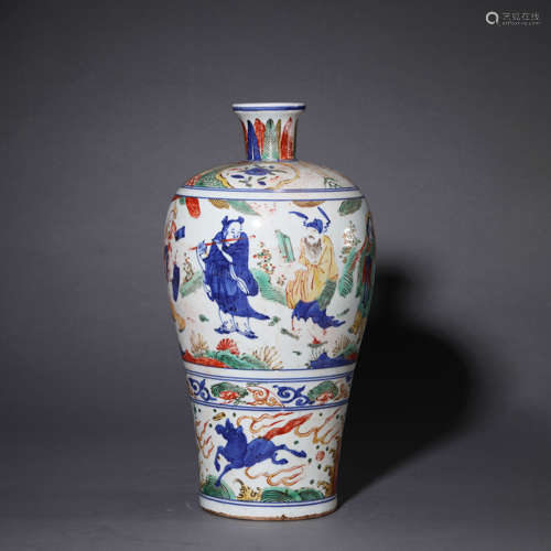 Wucai Eight Immortals Figure Vase