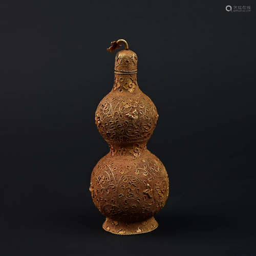 Silver Gilding Filigree Double-Gourd Vase