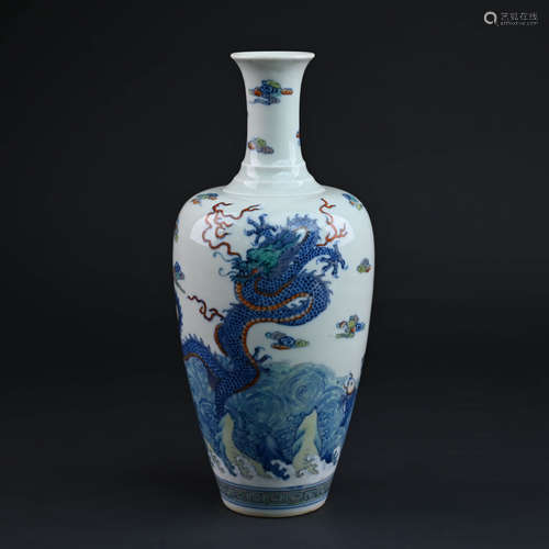 Doucai Dragon Bottle Vase