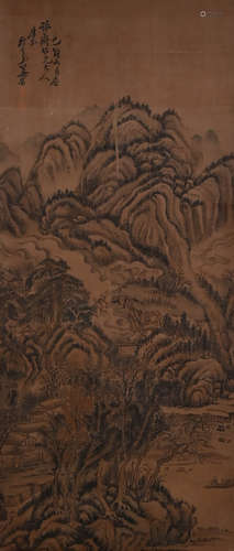 Chinese Landscape Painting Silk Scroll, Jiang Yun Mark