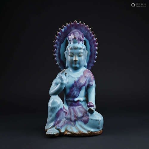 Jun-type Splashed Purple Figure of Guanyin