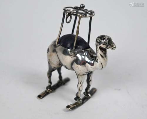 Edwardian silver 'Camel' hatpin-cushion