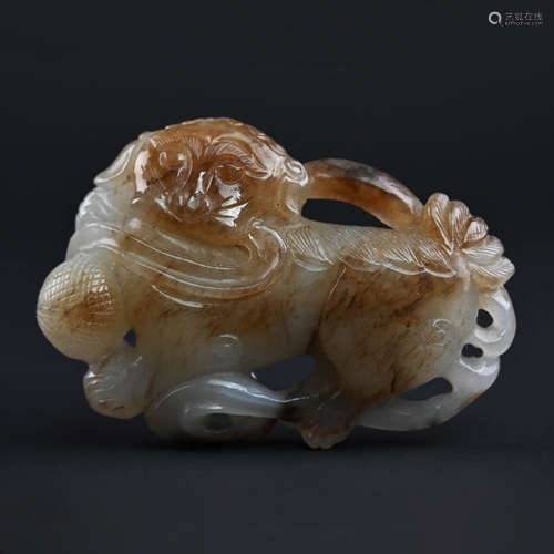 Russet and White Jade Lion