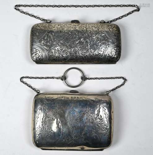 Two silver evening purses