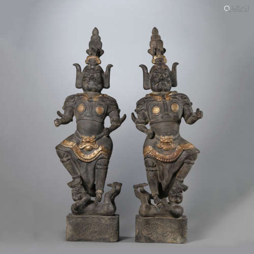 A Pair of Silver Gilt Buddhist Figure