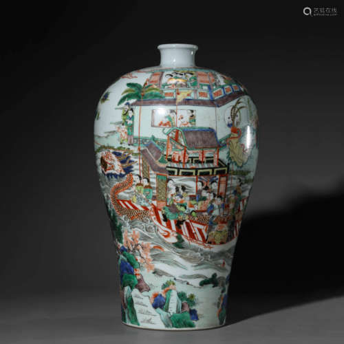 Wucai Figure Meiping Vase