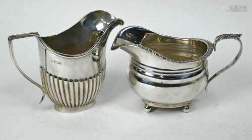 Two Georgian-style silver cream jugs