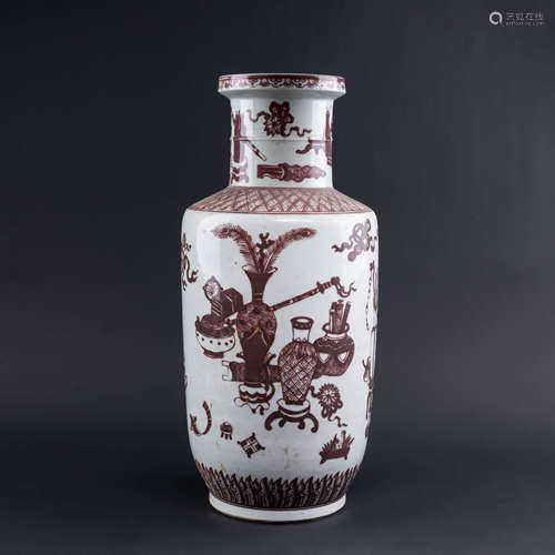 Underglaze Red Decoration Rouleau Vase