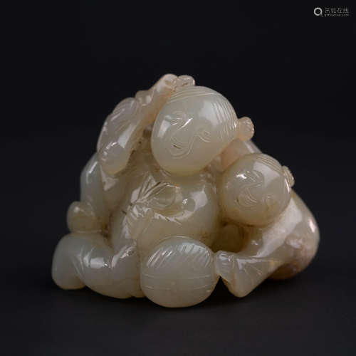 White Jade Two Boy Ornament