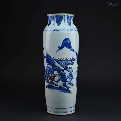 Blue and White Purple Enamelled Figure Vase