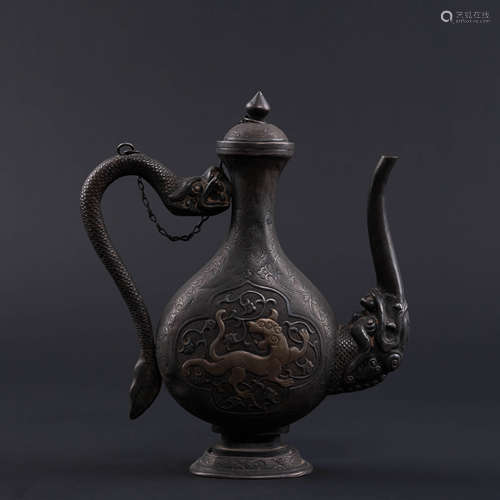 Silver Gilding Dragon Ewer