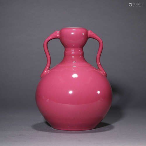 Rouge Red Glaze Double Ruyi Eared Zun Vase