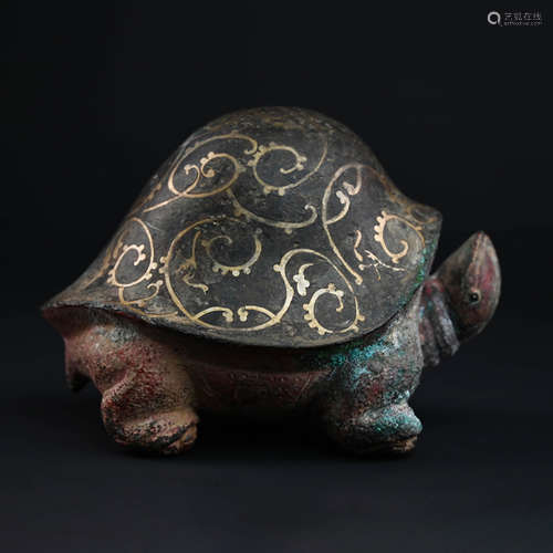 Silver Inlaid Bronze Turtle