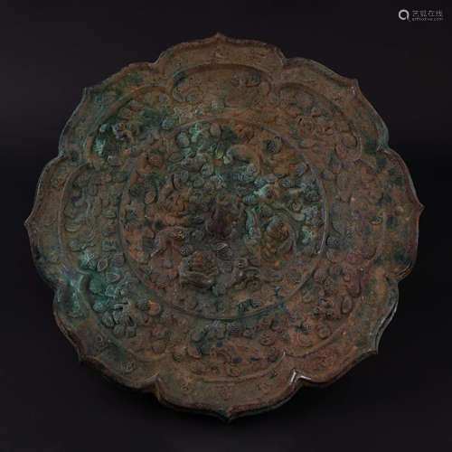 Bronze Lobed Mythical Beast Mirrorr