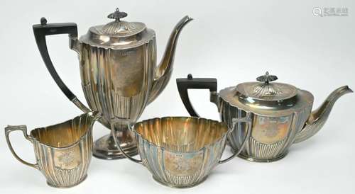 Victorian/Edwardian silver four-piece tea/coffee