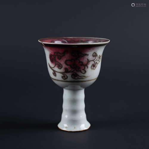 Underglaze Red Flower Stem Cup