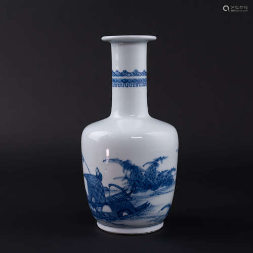 Blue and White Fishing Vase