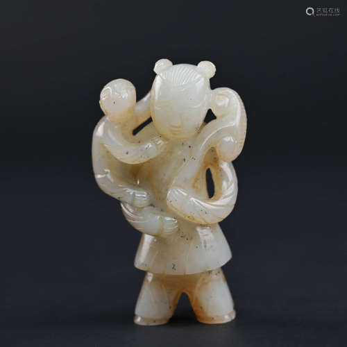 White Jade Figure Boulder