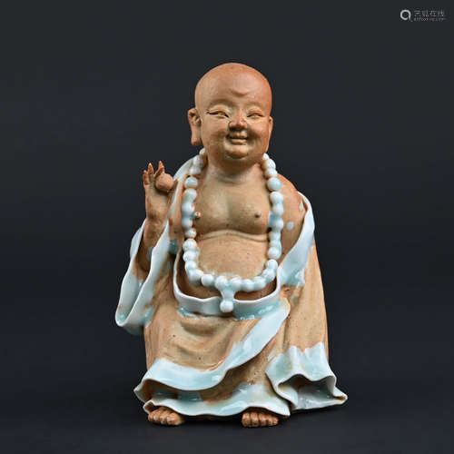 Misty-blue Glaze Figure of Maitreya