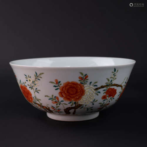 Famille Rose Flower Bowl